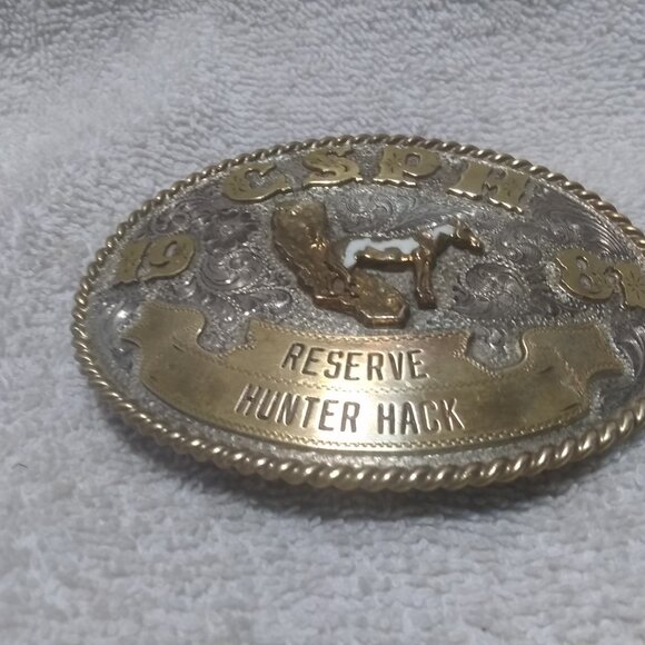 C.S.PH 1981 Reserve Hunter Hack Silverado Silversmiths Silver Overlay Buckle VTG main image 8